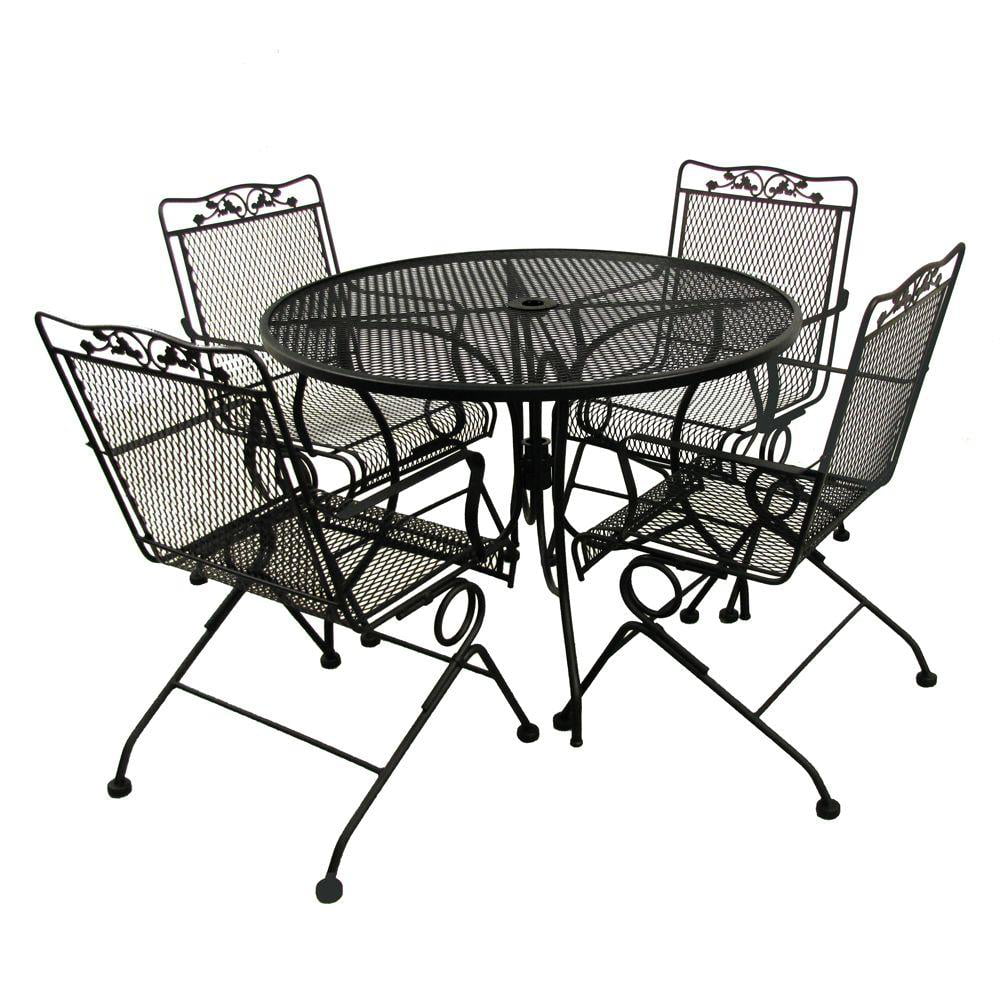 Meadowcraft Outdoor 42 Inch Round Metal, Metal Outdoor Table And Chairs With Umbrella