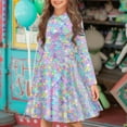 thumbnail image 2 of DISNIMO Fish Scale Dress Girls 3/4 Dresses Long Sleeve Kids Twirly Dress Girls Small Fall Dresses Children Skater Dress Kids Swing Dress Girl Casual Midi Dress Girls Fall Church Dress with Collar, 2 of 7