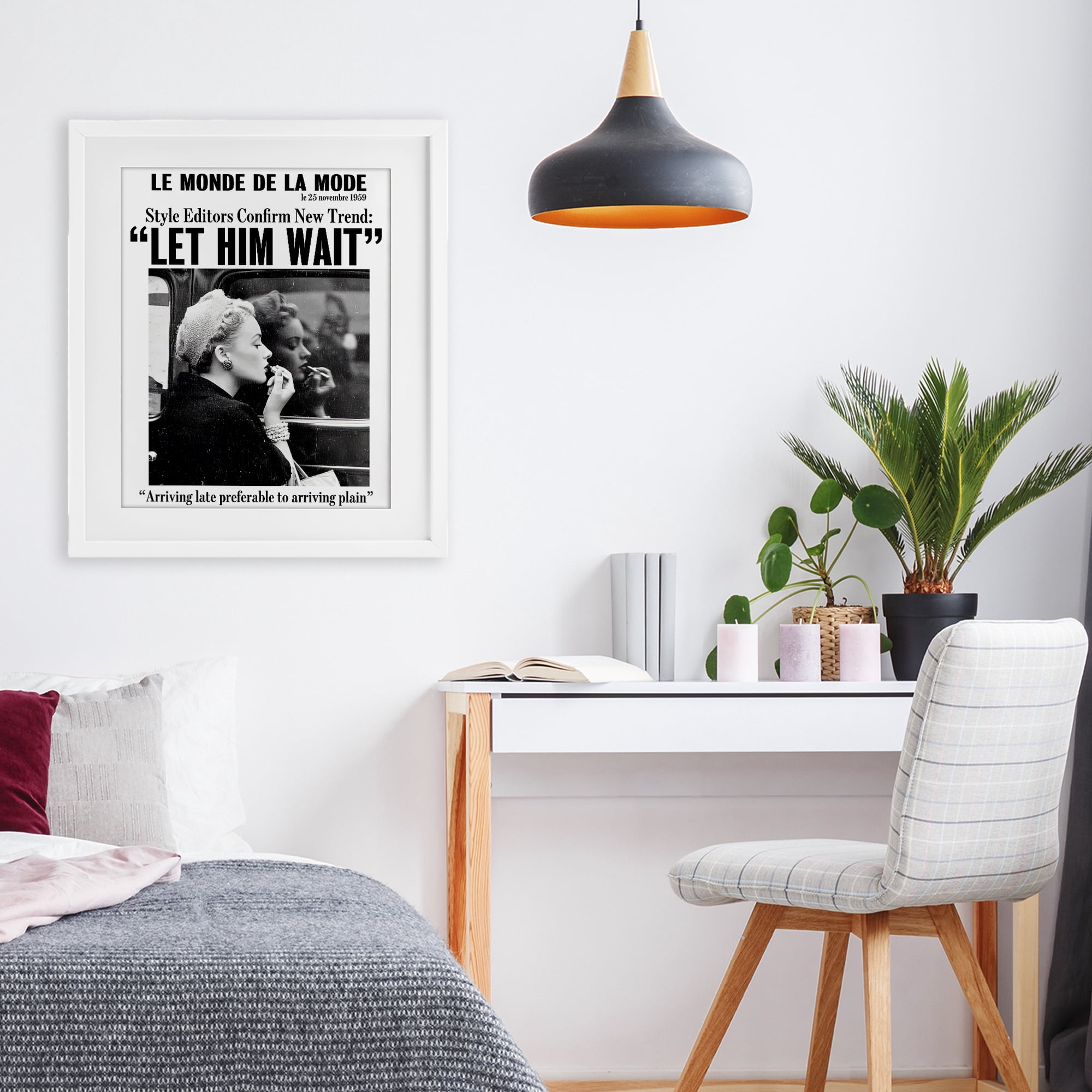 Stupell Industries Let Him Wait Advice White Framed Print Under Glass, design by Annabelle Hall