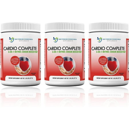 Cardio Complete - Heart Health and Cardiovascular Support Powder Supplement - 3-in-1 Nitric Oxide Booster with 5,000 L-Arginine, 1,000mg L-Citrulline, and Hawthorn Berry, 3 Pack