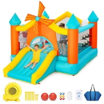 Toiyjofe 6 in 1 Windmill Inflatable Bounce Castle for Kids 3-10 Years,Bounce House with Slide,Indoor & Outdoor Backyard Play