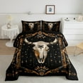 thumbnail image 2 of Erosebridal Retro Aztec Boho Bedding Sets King with Comforter,Brown Bull Skull Duvet Insert,Exotic Tribal Comforter Sets King Size,Microfiber Bedroom Decorative Reversible,3pcs, 2 of 7