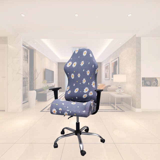 Dalazy Swivel Computer Gaming Chair Cover Stretch Cover Armchair Blue Daisy
