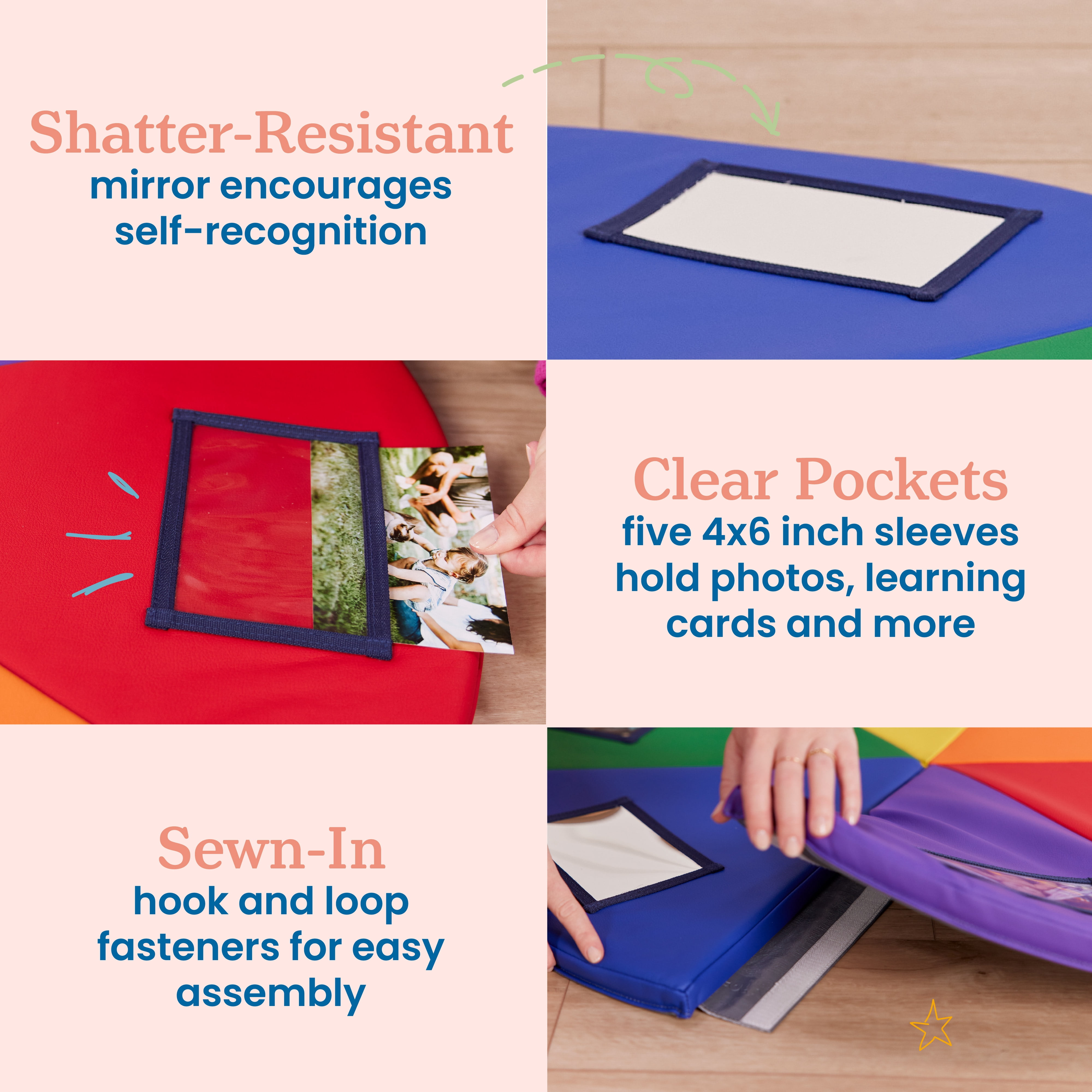 ECR4Kids SoftZone Picture Me Folding Activity Play Mat, Daycare Essentials, Assorted