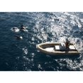 thumbnail image 2 of An inflatable boat travels alongside dolphins in the Atlantic Ocean Poster Print, 2 of 2