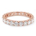 thumbnail image 3 of 2 Carat Round Cut Lab Created Moissanite Diamond Full Eternity Stackable Wedding Band Ring In 14K Rose Gold Over Sterling Silver Jewelry For Women(G-H Color,VVS1 Clarity, 2Cttw)-6.5, 3 of 7