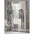 thumbnail image 4 of Vintage Zebra Sheer Curtains 84 Inch Length 2 Panels Set, Modern Art Animal Watercolor Voile Window Treatment Rod Pocket Curtains Sheers Drapes for Bedroom/Living Room/Kitchen 52"x84"x2, 4 of 7