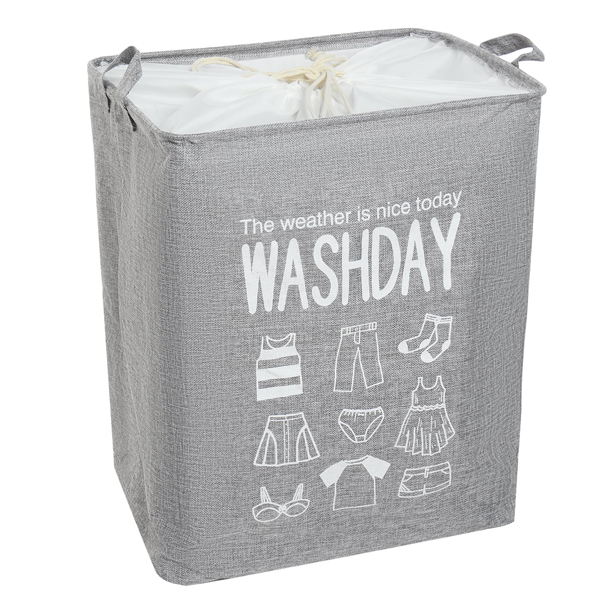 Foldable Laundry Washing Basket Fabric Bag Hamper Dirty Clothes Storage Bin uk 
