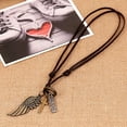thumbnail image 3 of Eosunjian Men Necklace Vintage Adjustable Punk Style Rope Chain All Match Decoration Faux Cowhide Angel Wing Charm Pendant Necklace Jewelry for Daily Wear Red Bronze, 3 of 13