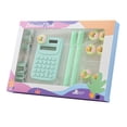 thumbnail image 1 of Graflsoa Eco-Friendly Office Kit: 7 Binder Clips, Calculator, 2 Pens, 4 Pushpins, 2 Bookmarks - Green with Button Battery, 1 of 7