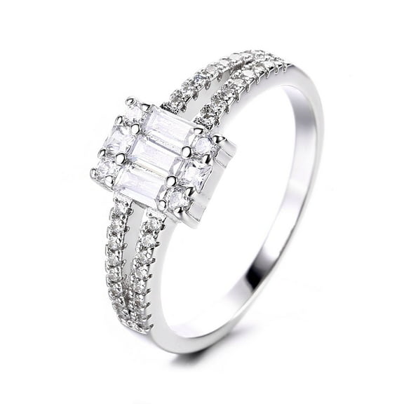 Sterling Silver Multi-Cut Engagement Ring with crystals from Swarovski