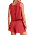 thumbnail image 4 of Birdeem Mode Femme Col Rond Blouse Sans Manches Ample Coton Lin Poches Pantalons Ensembles Chemises, 4 of 12