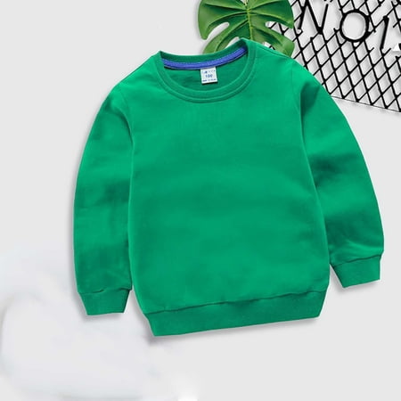 

TUOBARR Winter Kids Hoodies Boys Girls Children Solid Color Children s Sweater Pullover Outerwear Green (1-10Years)