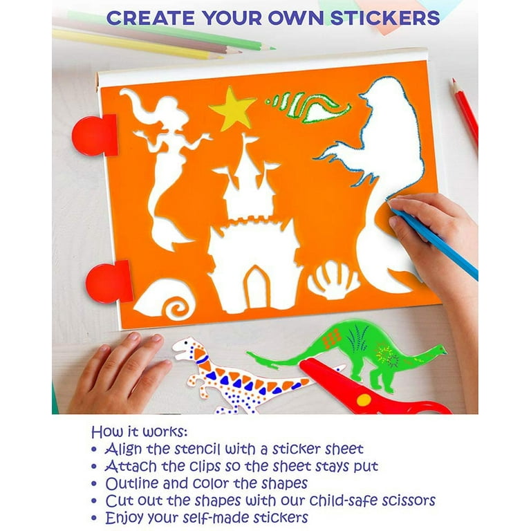 Toysical Kids Stencils Sticker Set for Girls & Boys - 52 Pc