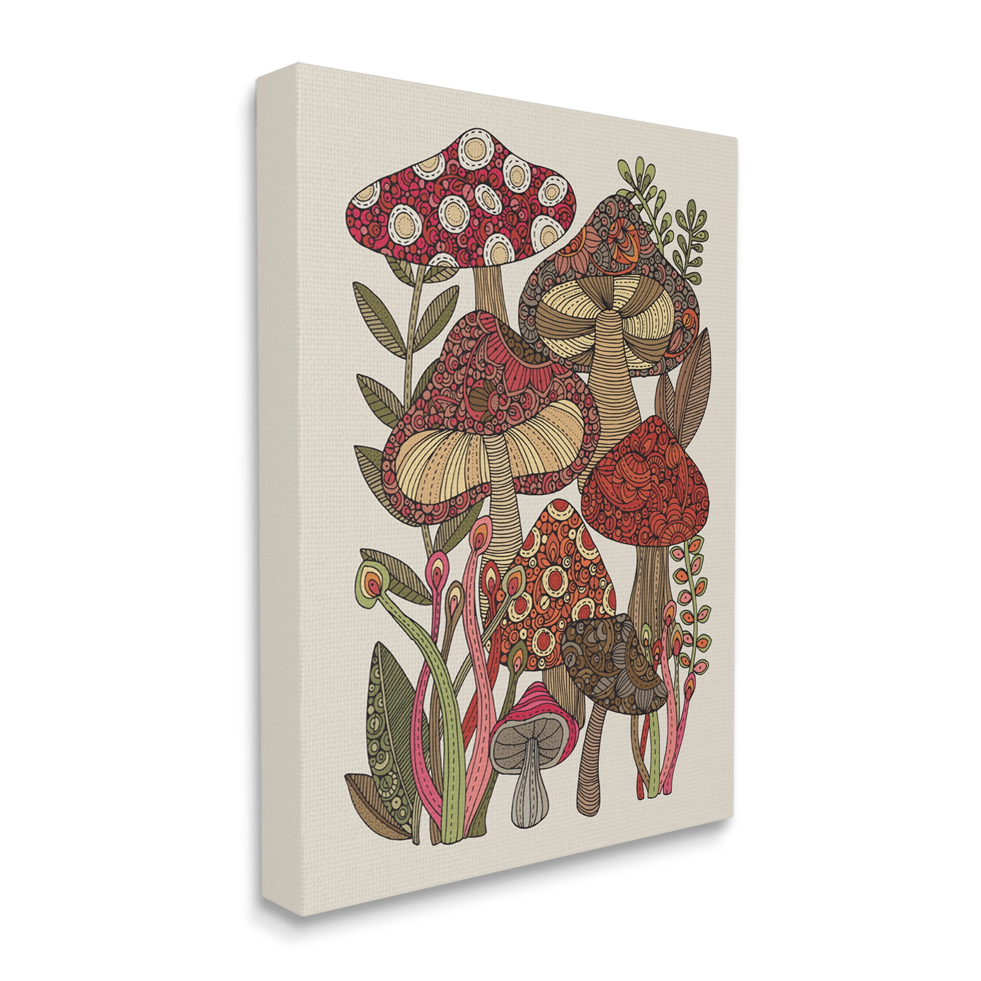 Stupell Industries Layered Mushrooms Nature Botanicals Intricate Floral Patterns Graphic Art Gallery Wrapped Canvas Print Wall Art, Design by Valentina Harper