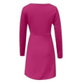 thumbnail image 4 of QHFBli Womens Square Neck Bodice Dress Long Sleeve Side Slit Flare Mini Dresses, 4 of 4