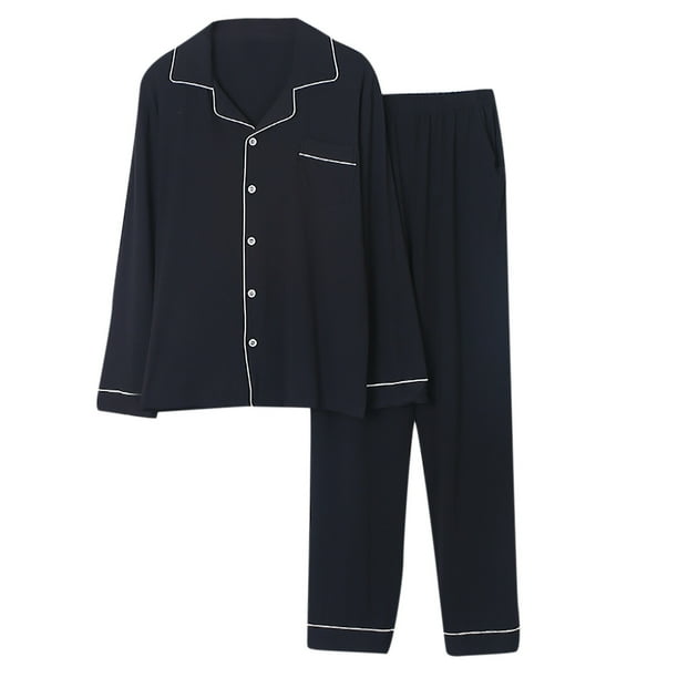 Conjuntos de Pijama Para Hombre, Ropa de Dormir de Manga Larga, Cárdigan Informal Liso, Ropa de Dormir, Tops Y Pantalones, Traje de Cobertura Odeerbi ODB120319