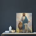 thumbnail image 4 of Cathedral Wall Decor Jesus Lion Lamb Variation Religious Wall Decor Canvas Wall Art For Bedroom Decor 16Wx20H, 4 of 5