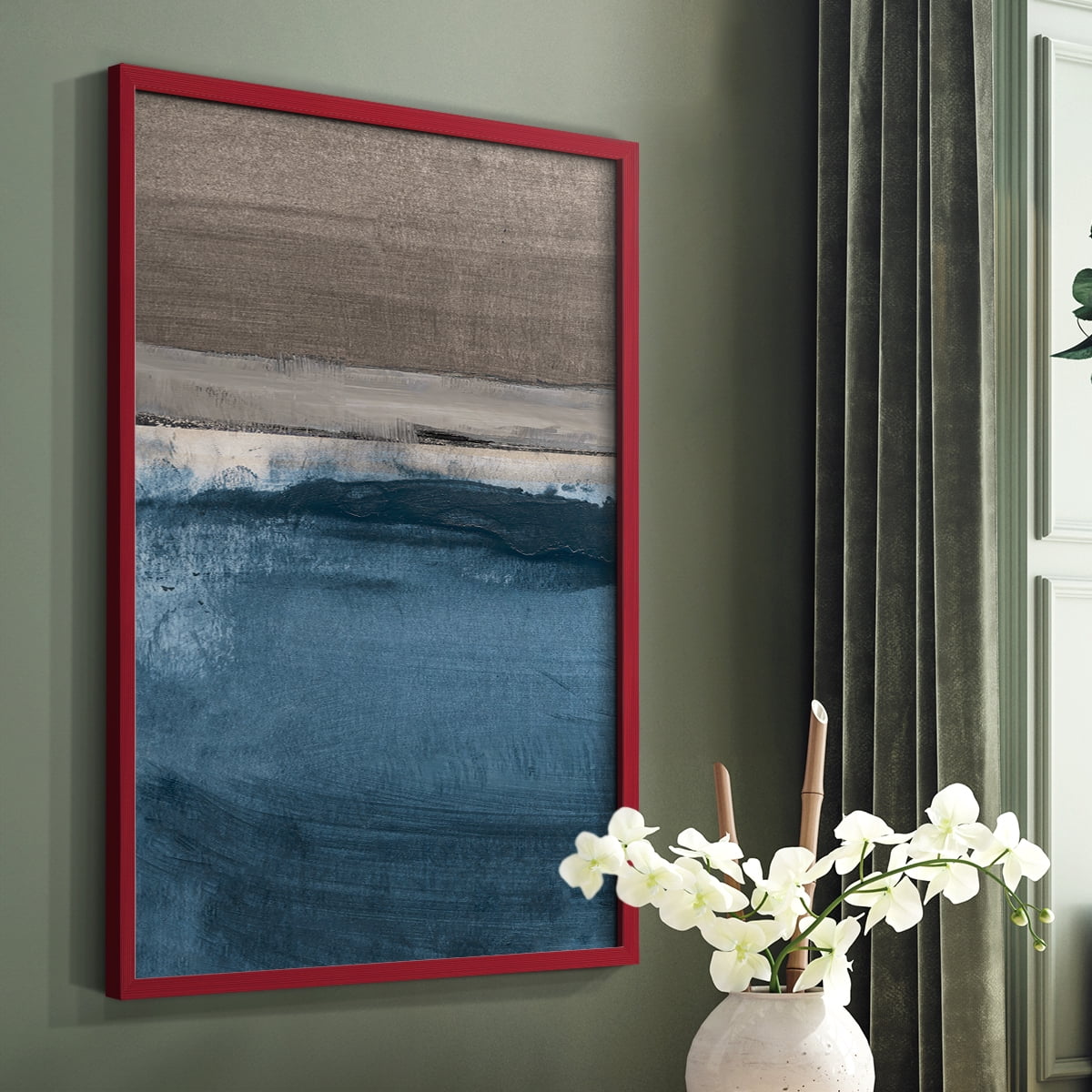 Midnight Sky I in Red Solid Wood 8 x 10 Framed Print