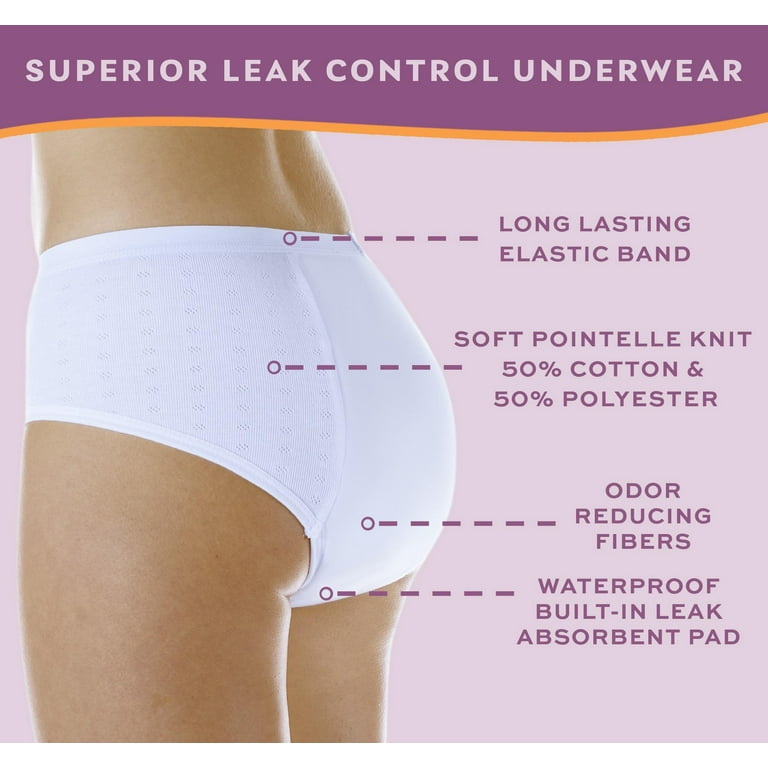 Wearever Women's Incontinence Underwear, Super Absorbent Bladder Control  Panties, Reusable 6-Pack