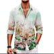 thumbnail image 1 of Camisas para hombre, moda informal, tendencia, estampado floral en HD, tela suave y cómoda de alta calidad, diseño de diseñador 2024, camisa con solapa, 1 of 6