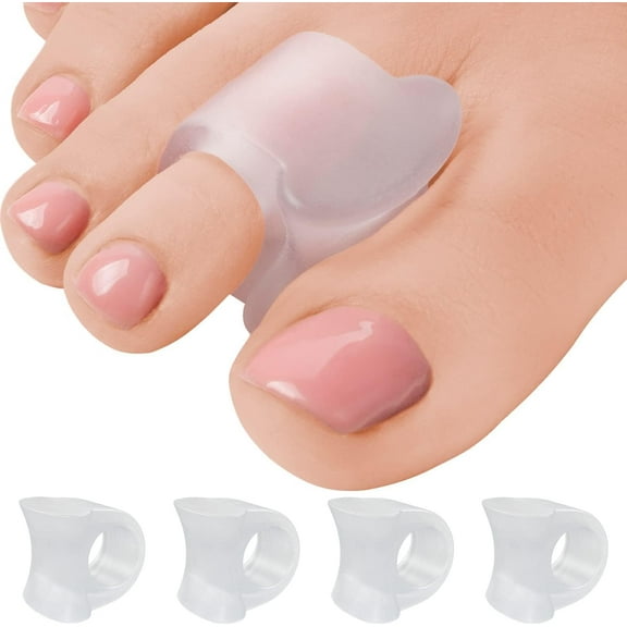 Toe Separators for Overlapping Toes - 4-Pack Clear Gel Hammer Toe Straighteners for Pain Relief - Correct Bent Toes - Big Toe Spacers, Spreaders, Soft and Gentle Bunion Correctors for Active Lifestyle