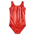 thumbnail image 5 of DPOIS Women's Shiny Metallic Tank Leotard Sleeveless Gymnastics Ballet Dance One-Piece Bodysuit Red M, 5 of 7