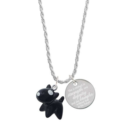 Delight Jewelry Resin Black Bull Terrier Dog She is Clothed in Stength and Dignity Charm Necklace, 20"+3"