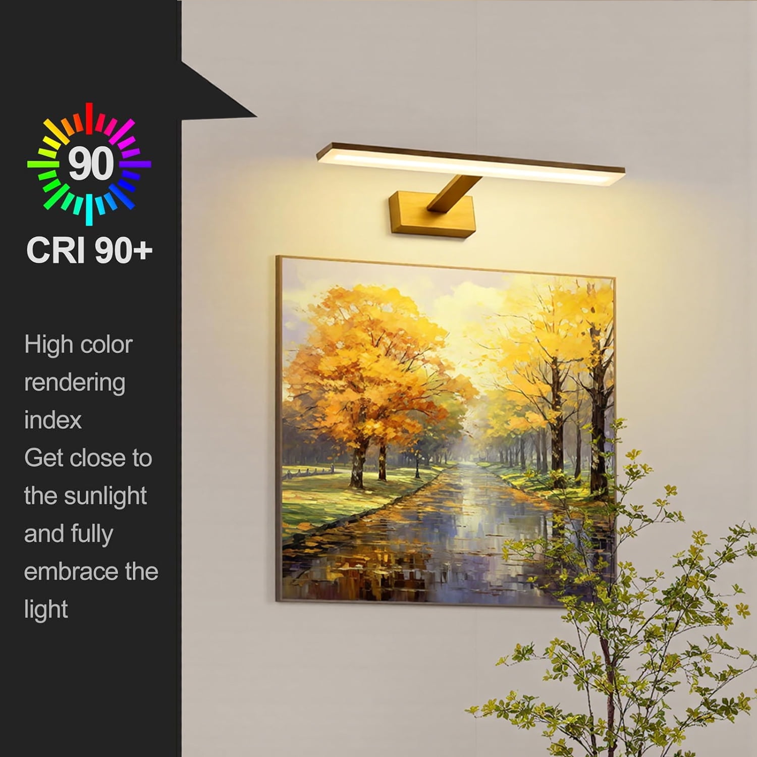 Behome Bathroom Vanity Light, 3-Light Modes Modern Vanity Light Over Mirror, 16 inch Vanity Lighting Fixture Dimmable 3CCT LED Bar Vanity Light for Bathroom Restroom, Gold