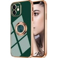 thumbnail image 2 of for Rose Gold iPhone 11 Case for Women Girls Kickstand Ring Holder 360 TPU Rotation Rings Cases with Stand Glitter Plating Edge Work with Magnetic Mount Slim Luxury Case Girly Cover Case Green, 2 of 16