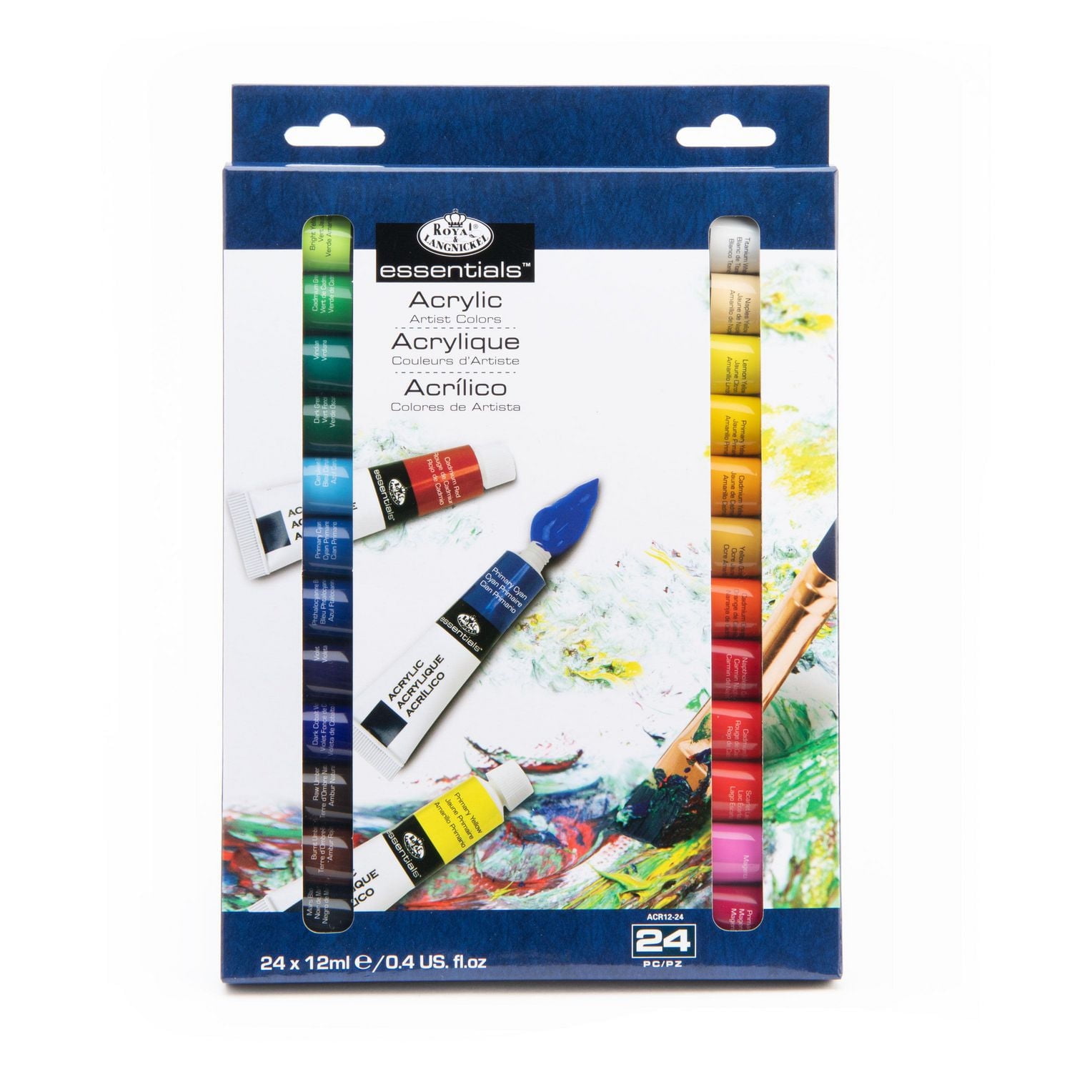 Royal & Langnickel - <br>Ensemble de peinture acrylique Essentials 12 ml, 24 couleurs Ensemble de peinture acrylique 12 ml, 24 couleurs