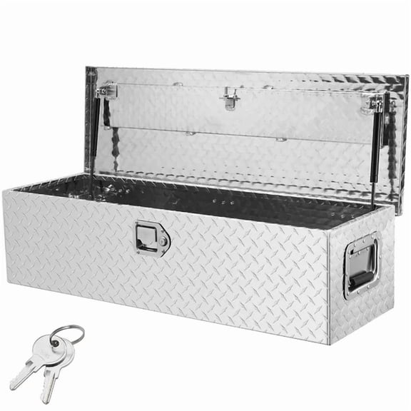 Heavy Duty Aluminum Tool Box for Pickup Trucks-Diamond Plate Storage Organizer with Side Handle and Lock Keys,39"x13"x10",Ideal for RVs,Trailers and More