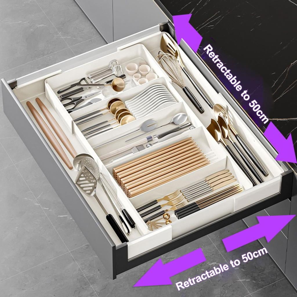 Necvior Multifunctional Drawer Storage Box Effective Kitchen Organization Holder Expandable Drawer Separator for Utensils