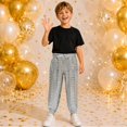 thumbnail image 2 of lnmuld Boys Casual Jogger Pants Elastic Waist Tapered Cuff Holographic Heart Print Kids Daily Wear Bottoms Size:14-15 Years, 2 of 4