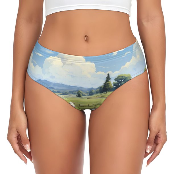 Balery Pasture Cow Ropa Interior de Algodón para Mujer con Dibujo – Braguitas Cómodas y Elásticas, Estilo Clásico-XX-Large