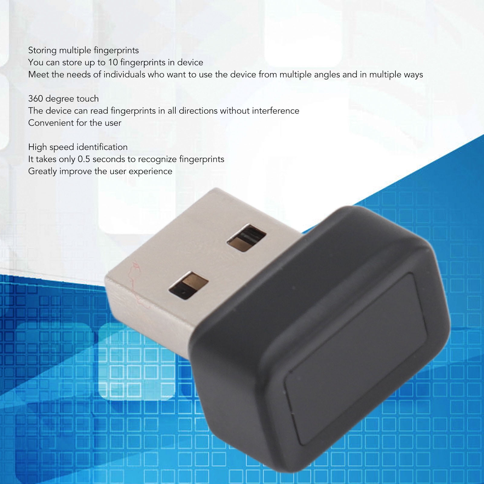 Lecteur D'empreintes Digitales USB USB Lecteur D'empreintes Digitales USB 360 Degrés Tactile Correspondance Rapide Haute Sensibilité Lecteur D'empreintes Digitales Hello Pour Ordinateur Portable Win
