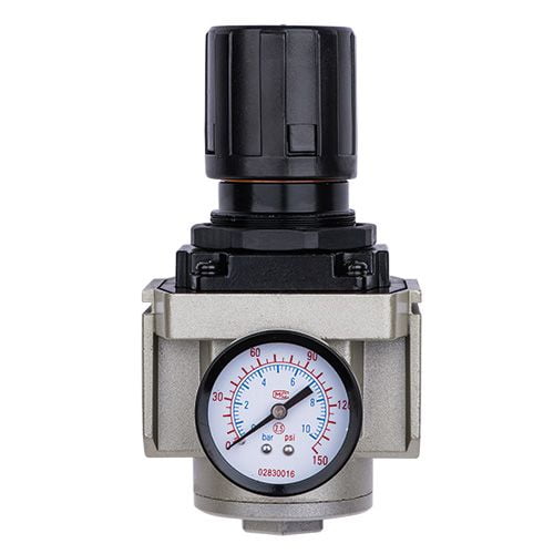 Regulador de Aire Industrial Evans 1" NPT de Ultra Alto Flujo (176 CFM). Para línea principal y maquinaria neumática pesada. Incluye manómetro y soporte. Modelo RMP1.
