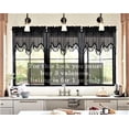 thumbnail image 2 of Gorgeous Home Linen 1Pc Wave Black Waterfall Valance with Tassels Faux Silk Rod Pocket Semi Sheer Dressing Window 55" wide X 18" long for kitchen décor, 2 of 5