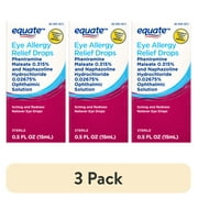 (3 pack) Equate Eye Allergy Relief Antihistamine and Redness Reliever Eye Drops, 0.5 oz, Compare to Opcon-A Active Ingredient