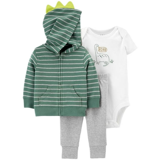 Conjunto Child of Mine Niño 24M Rayas y Dinosaurios Verde 3 Piezas