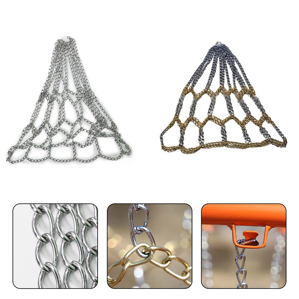 Metal Basketball Net Chain Netting Sports Rims Basket Frame Double Color Net Silver & Gold