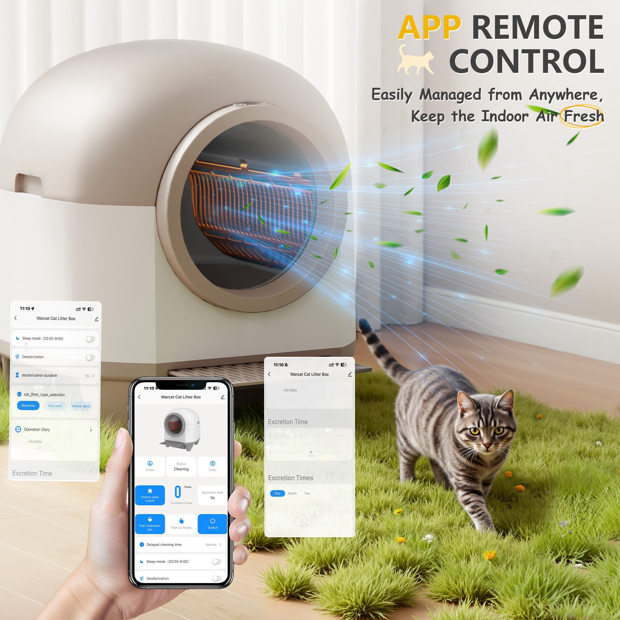 Homall Self-Cleaning Cat Litter Box with App Control and Safety Protection, WiFi,  Automatic, and Waste Bags, Brown