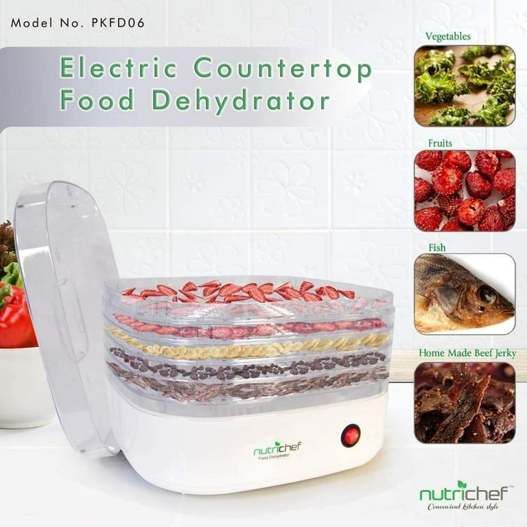 NutriChef Electric Food Dehydrator Machine - Professional Multi-Tier  Hanging Food Preserver, Meat or Beef Jerky Maker, Fruit or Vegetable Dryer  with 5 Stackable Trays, High-Heat Circulation- PKFD19BK