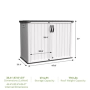 Patiowell 26 Cu.FT Outdoor Storage Shed with Floor, Lockable & Waterproof Horizontal Resin Cabinet for Patio Tools, White