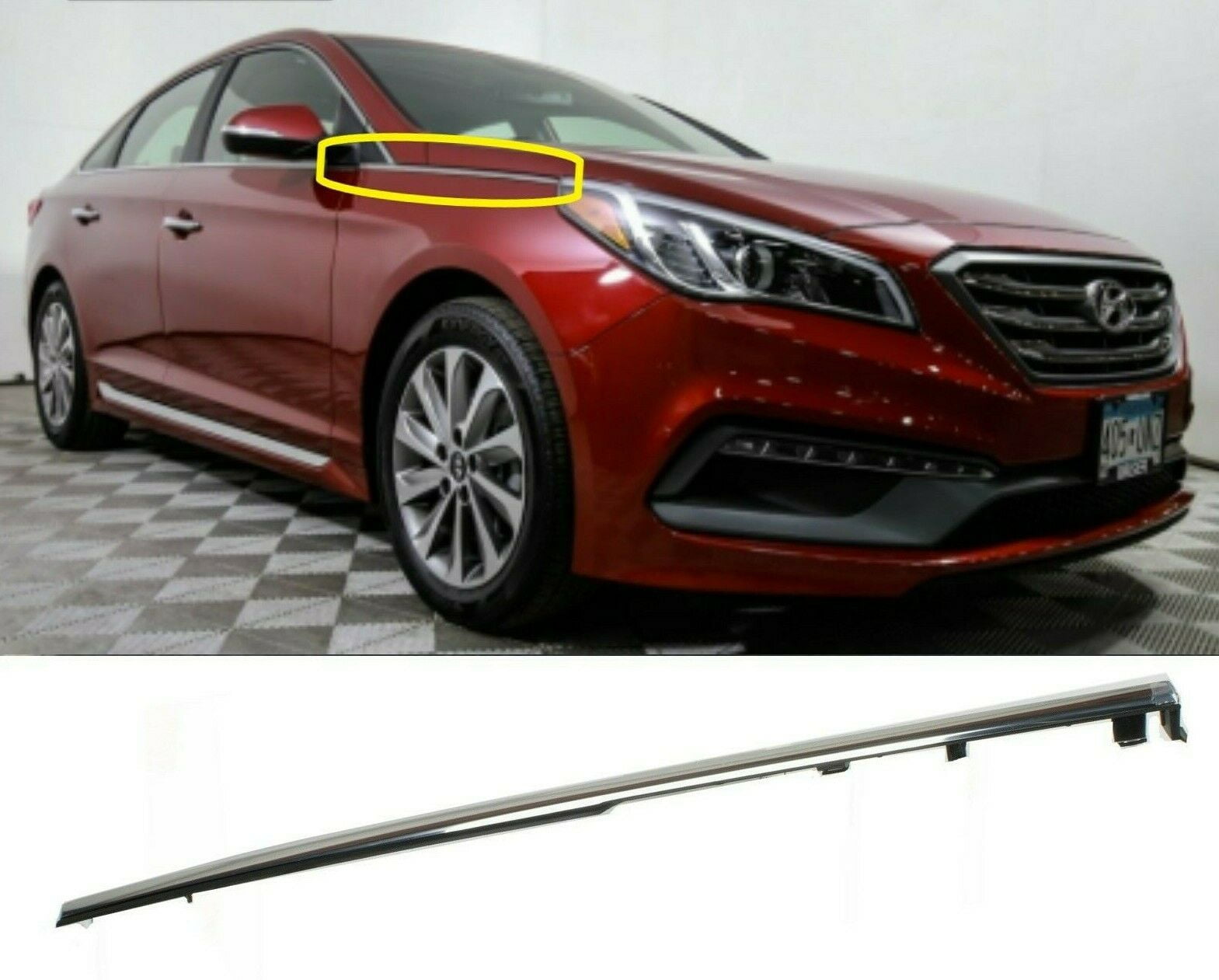 Fender Chrome Garnish Right Passenger Molding for 2015 2017 Hyundai