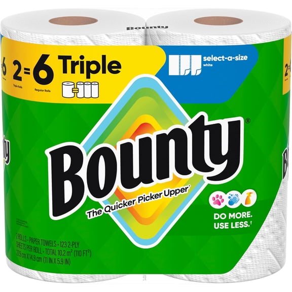 Select-A-Size Paper Towels, White, 2 Triple Rolls = 6 Regular Rolls