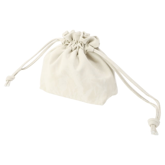 1 Pc Bolsa de Cosméticos Portátil para Mujeres con Cierre de Cuerda para Vacaciones y Viajes de Negocios PU Arena Blanca