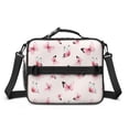 thumbnail image 2 of Butterfly and Pink White Pattern Insulated Lunch Bag with Shoulder Strap and Bottle Holder,Bento School Lunch Bag Box,11x9.5x3.5 Inches, 2 of 5