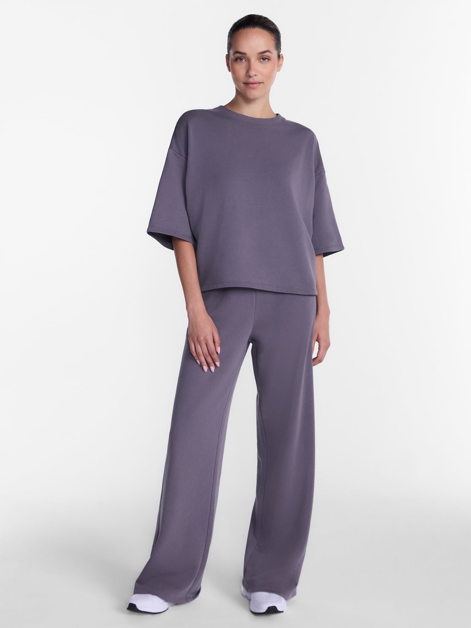 Athletic Works Women's and Women's Plus French Terry Cropped Boxy Tee, Sizes XS-4X