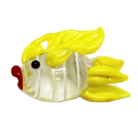 Delicately Molded Glass Big Lip Fish Charm Figure: Yellow/Clear - By